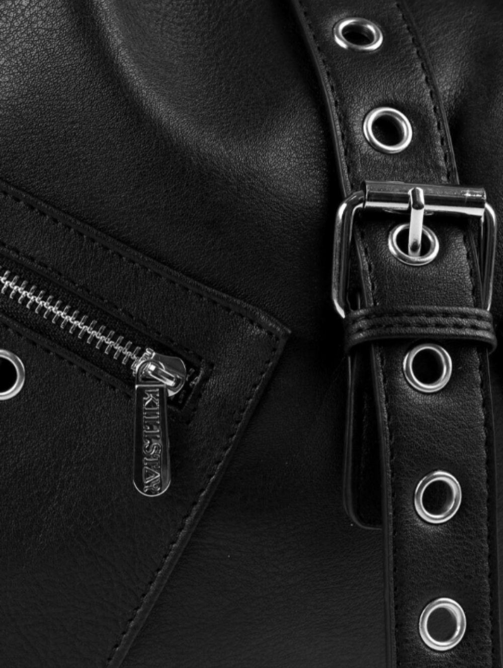 Killstar Killjoy Black Faux Leather Goth Bag w/Pentagram & Corset Accents - Picture 11 of 12